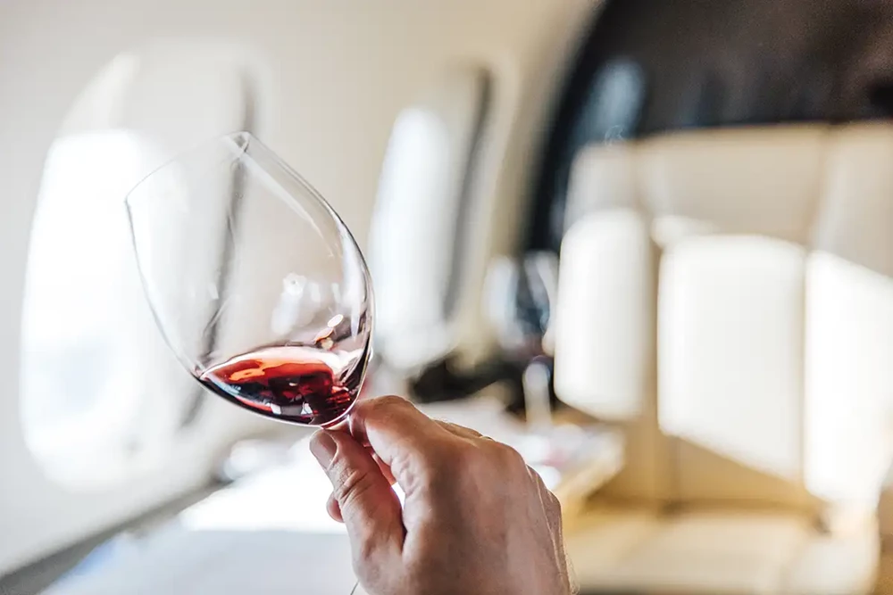 Wine being tasted on in cabin