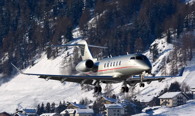 VistaJet landing at Samedan Airport in Switzerland