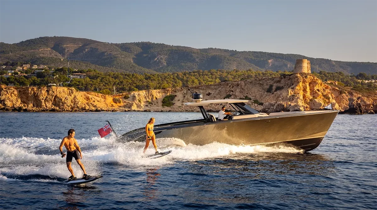 A family waterskiing 